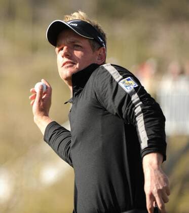 Luke Donald of England throws his ball into the gallery after winning the WGC-Accenture Match Play Championship at Dove Mountain Golf Course in Marana, AZ -  PXP2011022717