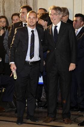 Ehrung Ambrogino d Oro - Inter Mailand --- Präsident Massimo Moratti-Wesley Sneijder  o0 Funktionär