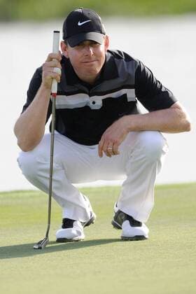 Mar. 3, 2011 - Palm Beach Gardens, FL - High winds were the story of the day as Justin Leonard (USA) plays the 15th hole at the PGA Honda Classic at PGA National Resort & Spa in Palm Beach Gardens, - ZUMAx71 o0 Nachdenklichkeit Konzentration