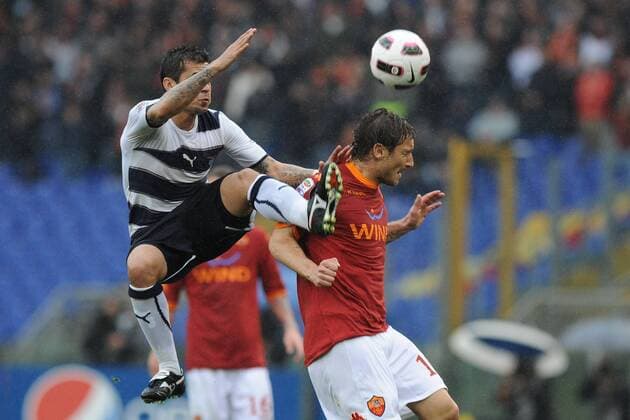 Matuzalem (Lazio), Francesco Totti (AS), AS Rom (rot) - Lazio Rom (schwarz weiß) AntoniettaXBaldassarre