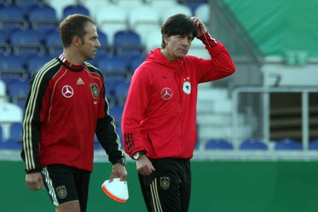 Bundestrainer Joachim LÖW (Deutschland DFB) mit Co Trainer Hansi Hans Dieter Flick o0 Nationaltrainer, Trainer