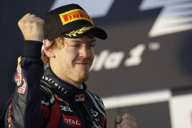 Sebastian Vettel (GER Red Bull Racing) - Sieger des GP von Australien 2011 Formel 1 Grand Prix Australien 2011 o0 Jubel, Freude Sieg, Sieger