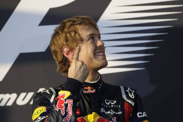Sebastian Vettel (GER Red Bull Racing) - Sieger des GP von Australien 2011 Formel 1 Grand Prix Australien 2011 o0 Jubel, Freude Sieg, Sieger