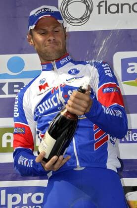 Gent - Wevelgem 2011; Tom Boonen (BEL Quick Step) - Sieger von Gent-Wevelgem - xNicoxVereeckenxPHOTONEWSx  o0 Sieg, Sieger Jubel, Freude Sekt, Sektdusche, Champagner, Champagnerdusche