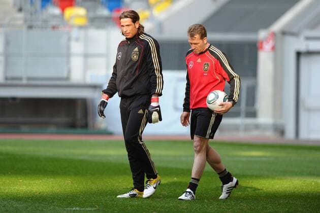 Training Deutsche Nationalmannschaft am 28.03.2011 in Düsseldorf Tim Wiese ( Deutschland ), links - Andreas Köpke ( Torwart-Trainer Deutschland ), rechts