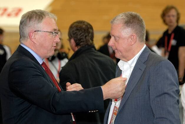Cycling - World Track Championships - Apeldoorn UCI presidents present and past. Left, Pat McQuaid (IRL) , the current president, right his predecessor Hein Verbruggen (NED) 