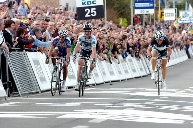 2011, Ronde de Flanderen, Team Saxo Bank - Sungard 2011, Quick Step 2011, Leopard - Trek 2011, Sieger Nick Nuyens (Saxo, M), SYLVAIN CHAVANEL (Quick Step, L), Fabian Cancellara (Trek), Ninove 
