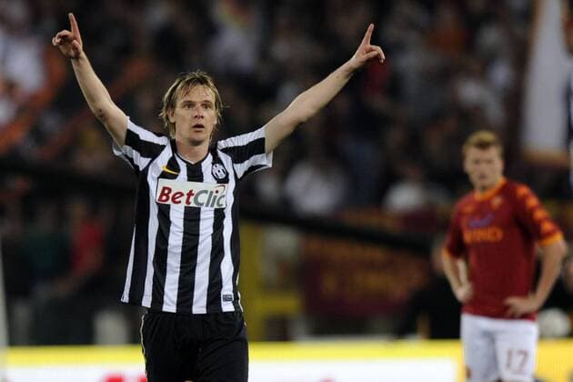 AS Rom (rot) - Juventus Turin (schwarz weiß Juve), Torjubel Milos Krasic  o0 Jubel, Freude