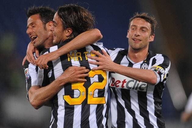 AS Rom (rot) - Juventus Turin (schwarz weiß Juve), Torjubel Alessandro Matri (32)  o0 Jubel, Freude