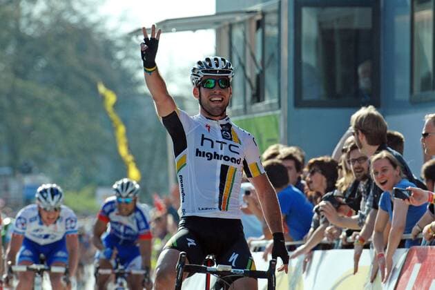 Mark Cavendish ( GBR Team HTC - HighRoad ) gewinnt nach 2007 und 2008 zum dritten Mal den Sprintklassiker in Belgien - Event: 99. Grosser Scheldeprijs - Groote Scheldeprijs 2011 - Location: Antwerpen nach Schoten o0 Jubel, Freude Sieg