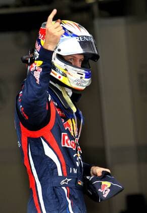 SHANGHAI, April 16, 2011 -- Red Bull Formula One driver Sebastian Vettel of Germany waves after the qualifying session of the Chinese F1 Grand Prix at Shanghai International circuit in Shanghai, east China, April 16, 2011. ---  o0 Jubel Freude Pole Position