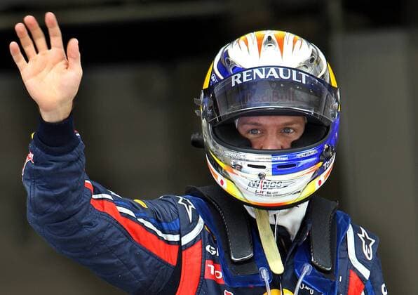 SHANGHAI, April 16, 2011 -- Red Bull Formula One driver Sebastian Vettel of Germany waves after the qualifying session of the Chinese F1 Grand Prix at Shanghai International circuit in Shanghai, east China, April 16, 2011. ---  o0 Jubel Freude Pole Position