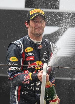Formel 1 GP von China in Shanghai, 17.04.2011; Mark Webber (Australien Red Bull) o0 Jubel, Freude Sekt, Sektdusche, Champagner, Champagnerdusche