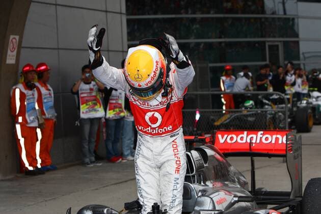 17.04.2011, Lewis Hamilton (GBR), McLaren Mercedes, MP4-26 race winner Chinese Grand Prix, Shanghai, Round 3, 17 Aprile 2011 -  o0 Jubel, Freude Sieg, Sieger