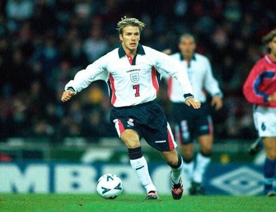 David Beckham (England). England v Czech Republic. International Friendly at Wembley 18 11 98. 