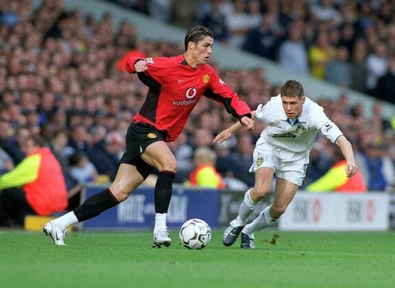 Cristiano Ronaldo (Utd) James Milner (Leeds) Leeds United v Manchester United. 18 10 2003. 