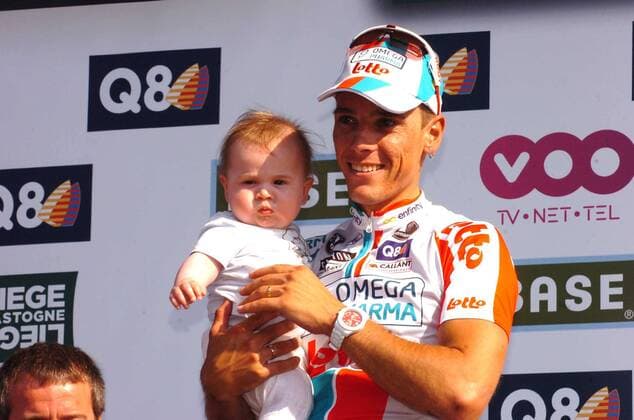 2011, Liege - Bastogne - Liege, Omega Pharma-Lotto 2011, Philippe Gilbert mit Sohn Alan, Ans  o0 sieg, Familie, privat, Kind