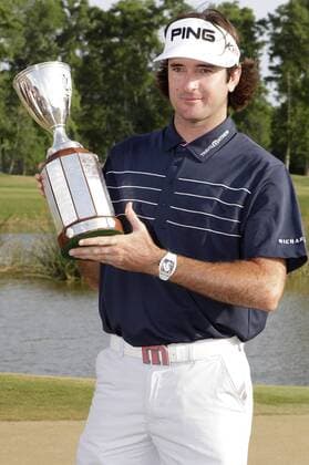 May 01, 2011: Bubba Watson (USA) with the winners trophy after the Zurich Classic at TPC Louisiana in Avondale, LA. PGA Golf Herren 2011: Zurich Classic MAY 01 - ZUMAc04 o0 Pokal Trophäe Objekte, Objekte