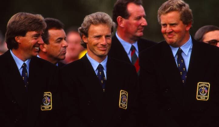 Golf - The Ryder Cup (RyderCup) 1993 - The Belfry Left to right: Barry Lane, Bernhard Langer and Colin Montgomerie find something amusing 