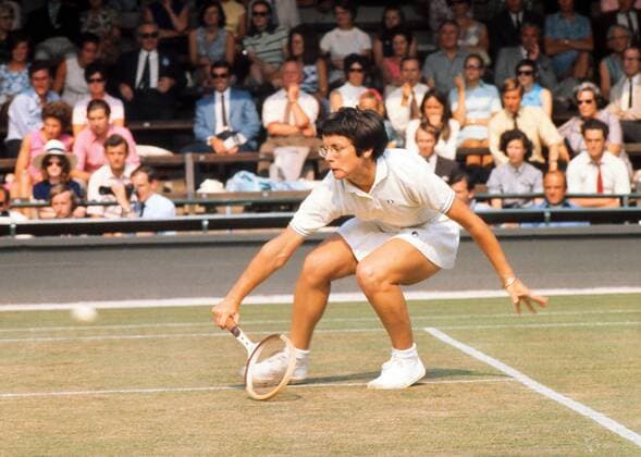 Tennis : Billie Jean King (USA) playing in the Wightman Cup at Wimbledon 14 06 1970 GBR v USA. . 