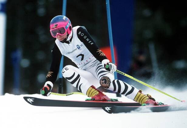 KATJA SEIZINGER (GERMAN) WOMENS GIANTSLALOM 24 02 94. LILLEHAMMER OLYMPICS 1994.  o0 Ski Skisport Alpin Riesenslalom