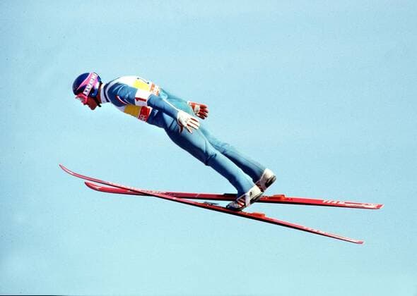 Eddie (The Eagle) Edwards (GBR). Ski Jumping. Winter Olympics 1988. Calgary.  o0 Ski Skisport Nordisch Skispringen