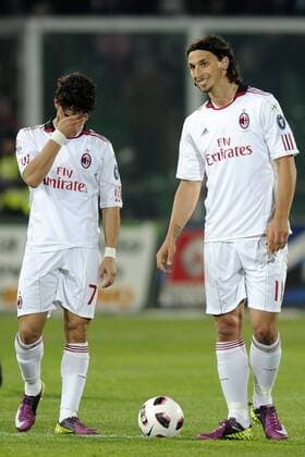 US Palermo (rosa) - AC Mailand (weiß), Alexandre Pato (L), Zlatan Ibrahimovic  o0 Enttäuschung