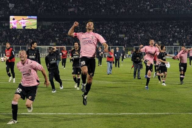 US Palermo (rosa) - AC Mailand (weiß), Schlußjubel Palermo  o0 Jubel, Freude