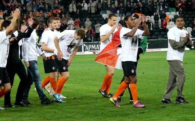 FC Shakhtar Donetsk - Premyer Liga winner 2010 2011 secures Ukraine football championship after defeating 2:0 FR Metallurg in Donieck on 7th May 2011. 