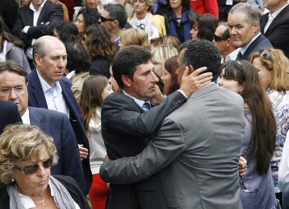 Jose Maria Olazabal (ESP, L) -- Severiano - Seve - Ballesteros s funeral at the small church of San Pedro in his hometown of Pedrena in northern Spain on Wednesday.  o0 Severiano ESP Tod