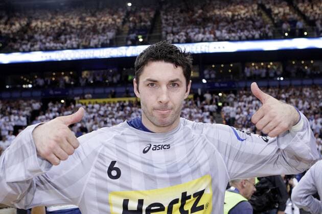 HSV Handball, Handball, 1. Bundesliga, 31. Spieltag, O2 World Hamburg: Der HSV Hamburg ist Deutscher Meister 2011: Blazenko Lackovic (HSV) o0 Feier Jubel Freude