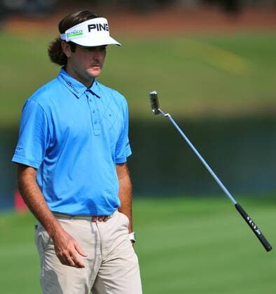 Bubba Watson (USA) tosses his putter after missing a birdie putt on the 16th green during the first round of The Players Championship Thursday May 12, 2011 on the Stadium Course at TPC Sawgrass in Ponte Vedra Beach, Florida. ---  JAX2011051215 o0 Enttäuschung