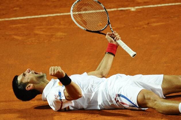 Novak Djokovic (SRB) gewinnt die Internazionali BNL d Italia dItalia, Foro Italico, Rom, 15 05 2011 andreaxstaccioli o0 Freude Jubel Sieg Finale