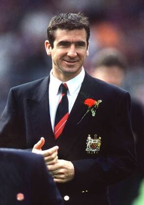 Eric Cantona (Man Utd) in suit. - Aston Villa v Manchester United (ManU green) - 1994 League Cup Final; Wembley; 27 03 1994. 