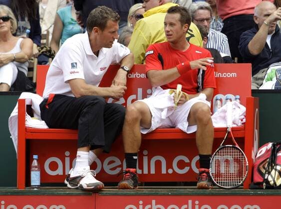 Philipp KOHLSCHREIBER (L) and coach Patrik KUEHNEN (GER) during the Power Horse World Team Cup 2011, Rochusclub in Duesseldorf on May 18., 2011. Mika