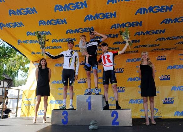 May 20, 2011. David Zabriskie (USA Garmin), with son Waylon, won the time trial race during the Amgen Tour of California cycling event in Solvang,CA. Levi Leipheimer (USA Radioshack) finished second and Tejay Van Garderen was third. Cycling 2011: Amgen Tour of California MAY 20 - ZUMAcp4