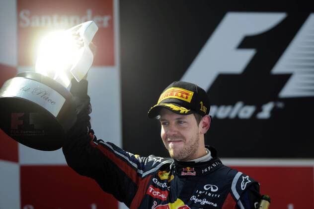 Sieger Sebastian VETTEL (GER), Red Bull Racing,Siegerehrung.Jubel,Freude,Begeisterung, Rennen,22.05.2011. Formel 1:GP von Spanien Circuit de Catalunya,Saison2011,