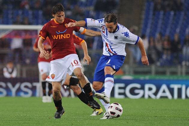 Francesco Totti (Roma), Reto Ziegler (Sampdoria), AS Rom (rot) - Sampdoria (weiß) ---- AntoniettaXBaldassarre