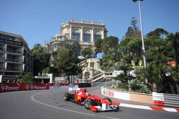 26.05.2011- Loews Kurve - Sun Casino - First Practice Session, Fernando Alonso (ESP), Scuderia Ferrari, F-150 Italia Monaco Grand Prix, Montecarlo, Round 6, 25-29 May 2011  o0 Sportstätte Rennstrecke Kurs Totale