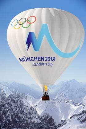 Plakat München2018, München 2018,Olympische Winterspiele Winter Olympic Games,IOC,Entscheidung,Olympiabewerbung, o0 Objekte Schriftzug