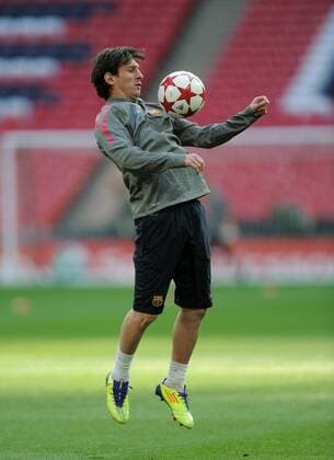 FUSSBALL CHAMPIONSLEAGUE FINALE SAISON 2010 2011 27.05.2010 FC Barcelona - Manchester United FC Abschlusstraining FC Barcelona; Lionel Messi (Barca) am Ball 