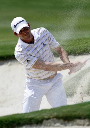 28 MAY 2011: Sergio Garcia hits out of a bunker on the 12th hole during the third round of the HP Byron Nelson Championship played at TPC Las Colinas Four Season Resort in Irving, TX. PGA Golf Herren MAY 28 HP Byron Nelson Championship - Third Round Icon1105280170 EDITORIAL USE ONLY