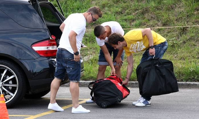 30.05.2011 Feusisberg , Zusammenkunft der Schweizer Fussball Nationalmannschaft Im Bild : Xherdan Shaqiri , Granit Xhaka und Admir Mehmedi (Schweiz) 