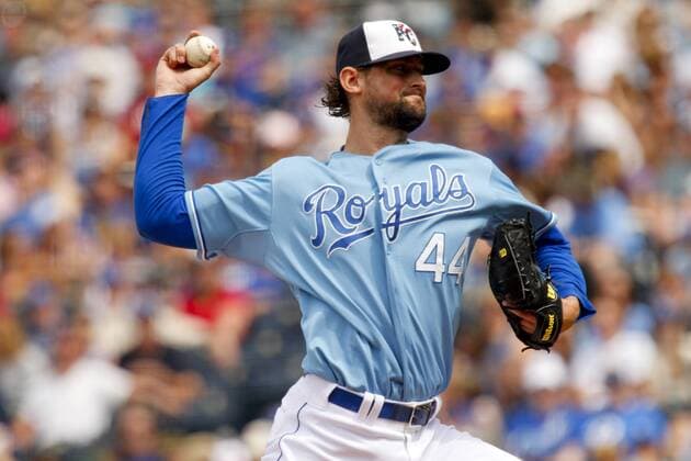 May 30, 2011: Luke Hochevar 44 of Kansas City in action during the MLB Baseball Herren USA game between the Los Angeles Angels and the Kansas City Royals at Kauffman Stadium in Kansas City MO MLB Baseball Herren USA 2011: Angels vs Royals MAY 30 - ZUMAc04