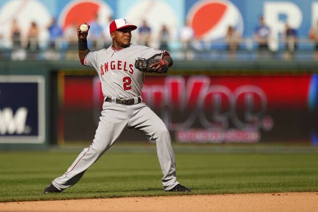 May 30, 2011: Alcides Escobar 2 of Kansas City in action during the MLB Baseball Herren USA game between the Los Angeles Angels and the Kansas City Royals at Kauffman Stadium in Kansas City MO MLB Baseball Herren USA 2011: Angels vs Royals MAY 30 - ZUMAc04