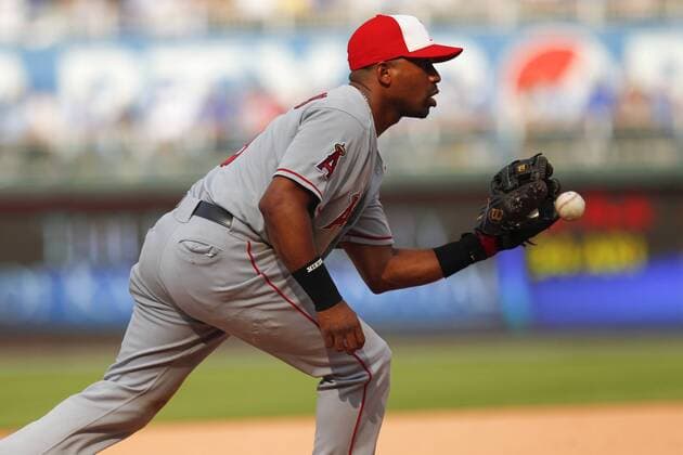 May 30, 2011: Alberto Callaspo 6 of Los Angeles in action during the MLB Baseball Herren USA game between the Los Angeles Angels and the Kansas City Royals at Kauffman Stadium in Kansas City MO MLB Baseball Herren USA 2011: Angels vs Royals MAY 30 - ZUMAc04