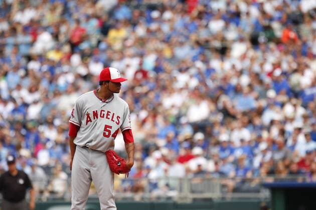May 30, 2011: Ervin Santana 54 of Los Angeles in action during the MLB Baseball Herren USA game between the Los Angeles Angels and the Kansas City Royals at Kauffman Stadium in Kansas City MO MLB Baseball Herren USA 2011: Angels vs Royals MAY 30 - ZUMAc04