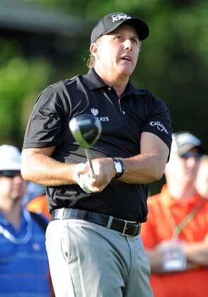 2 June 2011: Phil Mickelson tees of the 10th during the Memorial Golf Tournament first round of play at Muirfield Village Golf Course in Dublin, OH. PGA Golf Herren JUN 02 Memorial First Round Icon154110602012 EDITORIAL USE ONLY