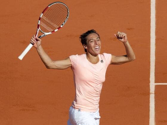 June 2, 2011 Francesca Schiavone of Italy, celebrates after in the semifinal of the French Open, played at Stade Roland Garros, Paris France Tennis: JUN 02 French Open Icon250060211019 EDITORIAL USE ONLY