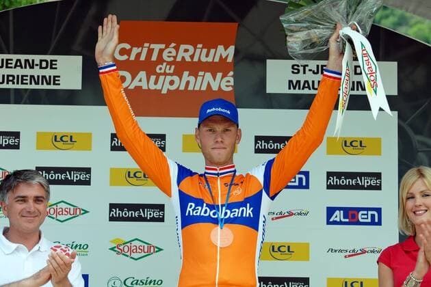 Lars BOOM ( NED Rabobank Cycling Team ) Sieger des Prologs - Event: Criterium du Dauphine Libere 2011 - Prolog: Saint Jean de Maurienne nach Saint Jean de Maurienne 5.4 km - Location: Saint Jean de Maurienne - Rhone Alpes - Frankreich - Europa - Datum: 05.06.2011 - Contact